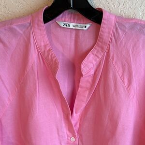 Zara Vibrant Pink Collared Shirt dress